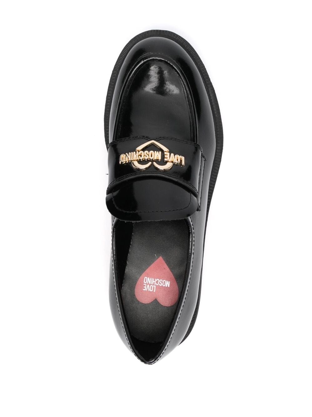 logo-plaque leather loafers - 4