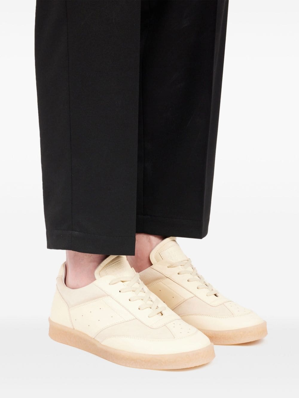 panelled leather sneakers - 6