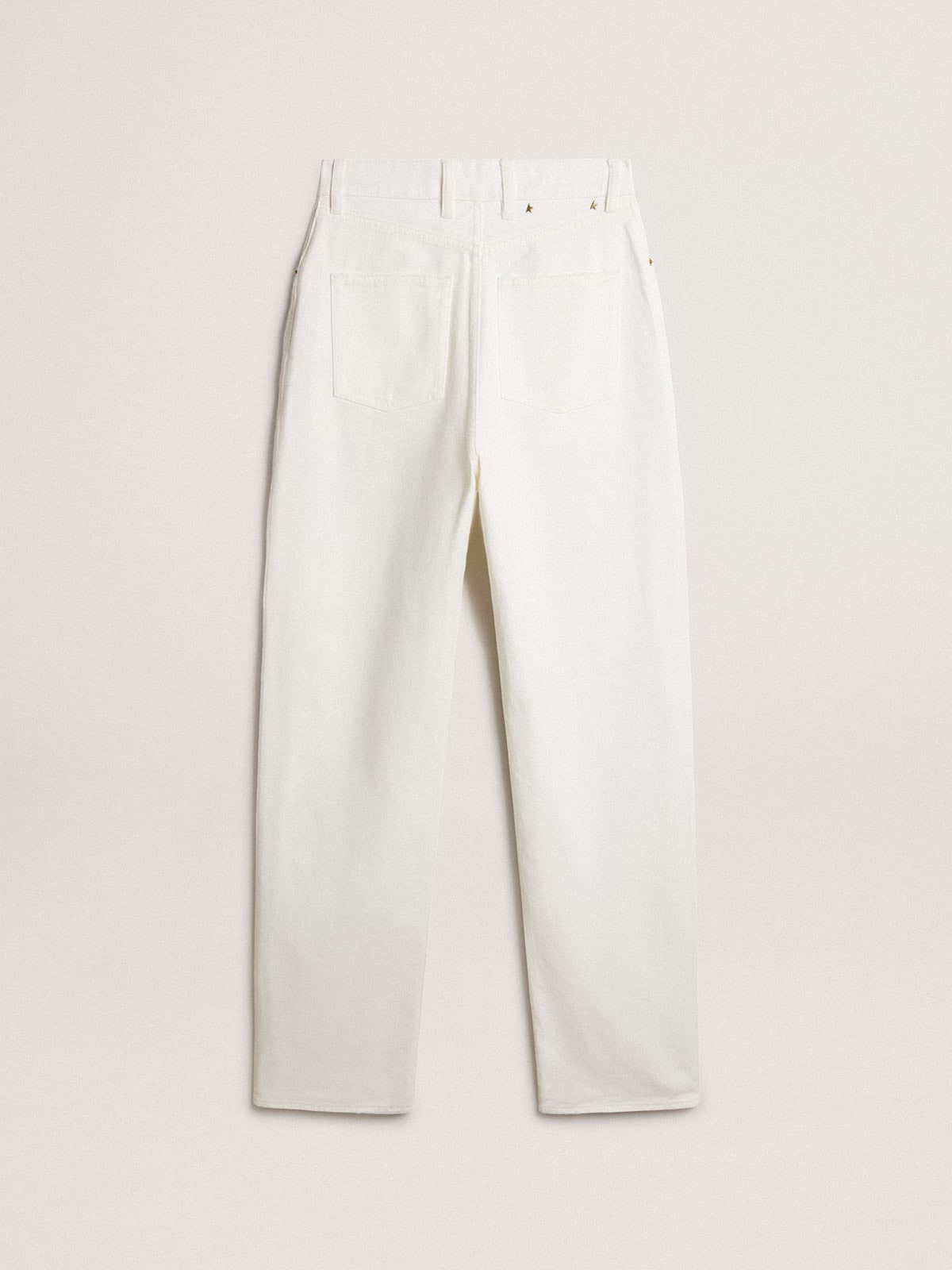 Women's optical white-colored cotton denim pants - 5