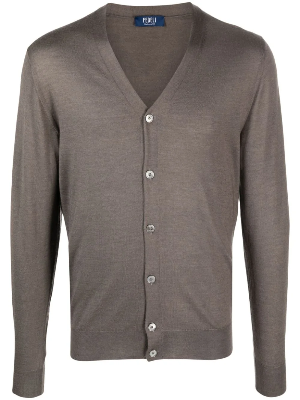 V-neck fine-knit cardigan - 1