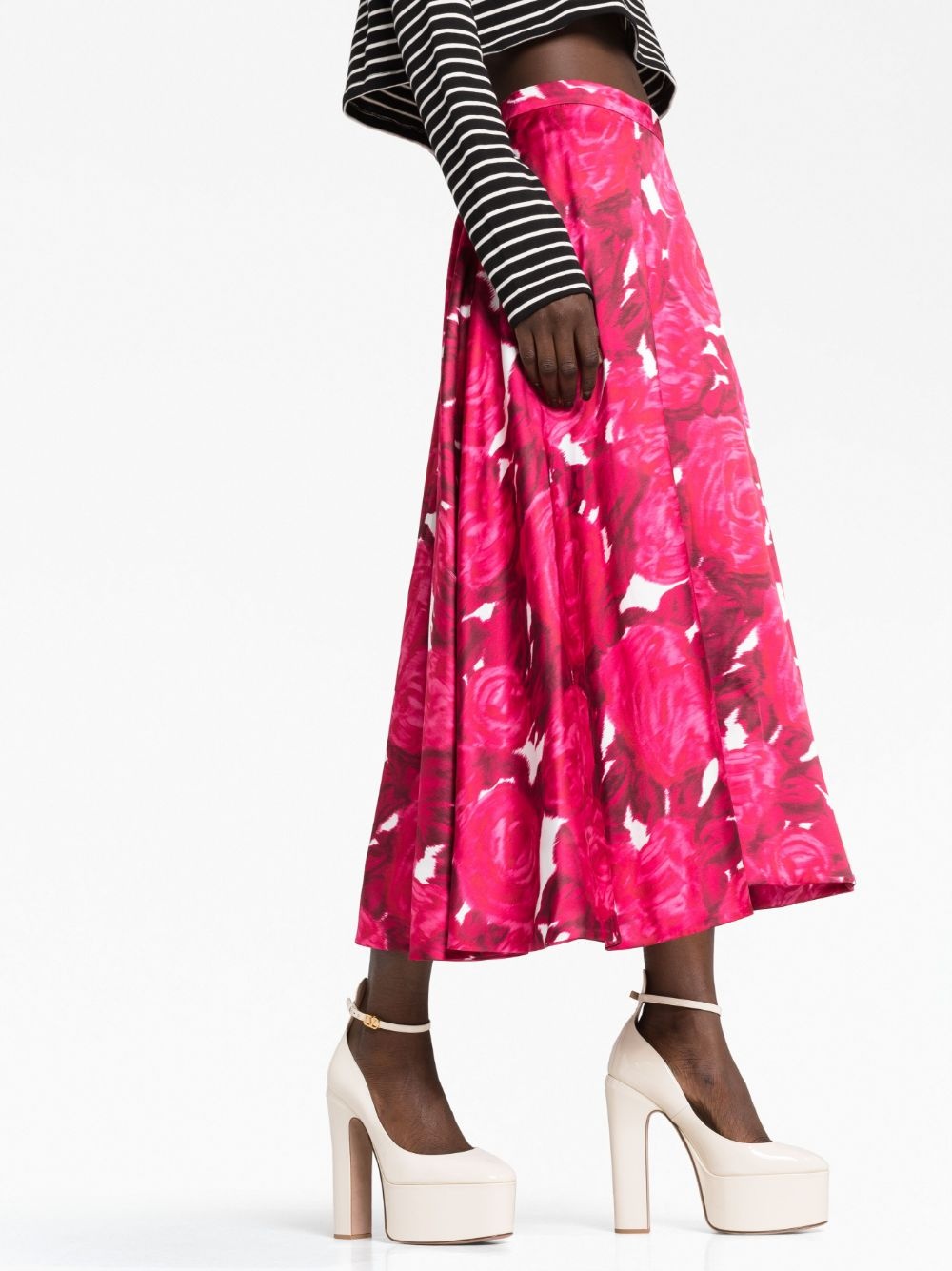 blurred rose-print skirt - 5