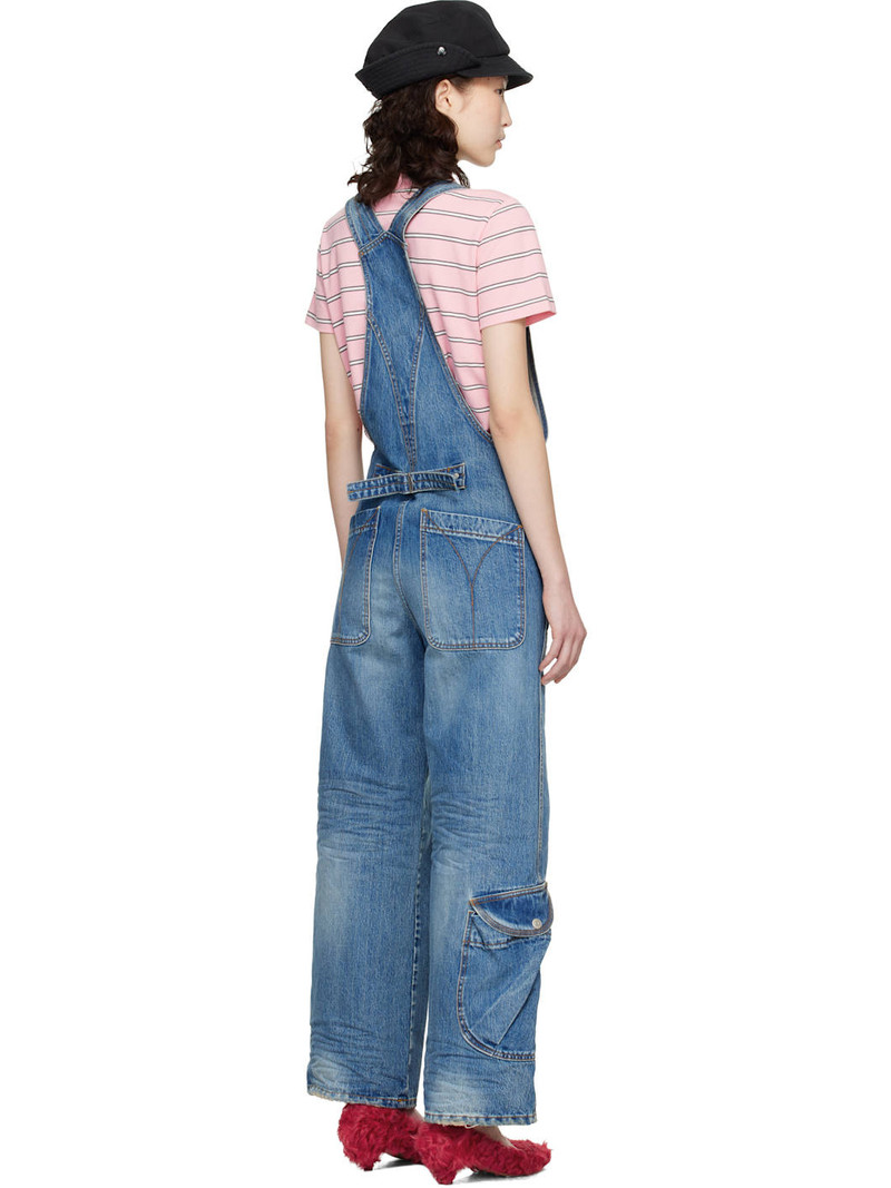 Blue Cargo Pocket Denim Overalls 3