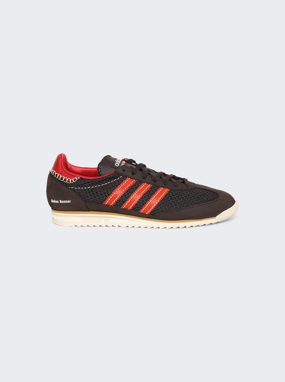 X Wales Bonner Knit Samba Sneaker Dark Brown Orange Scarlet - 1