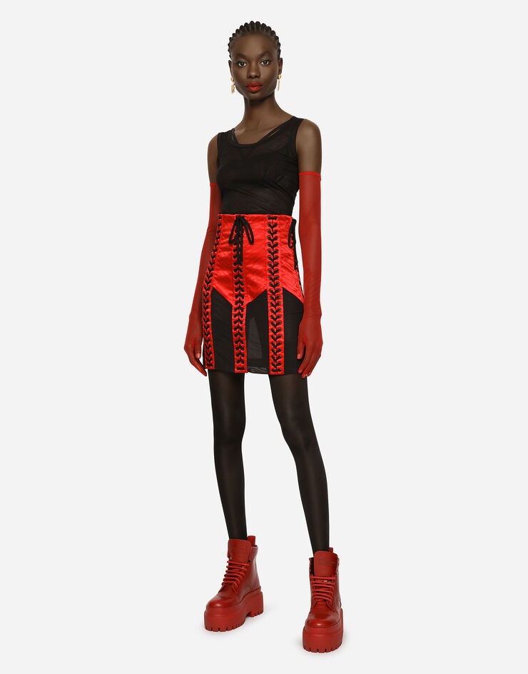 Corset-style miniskirt with laces and eyelets - 4