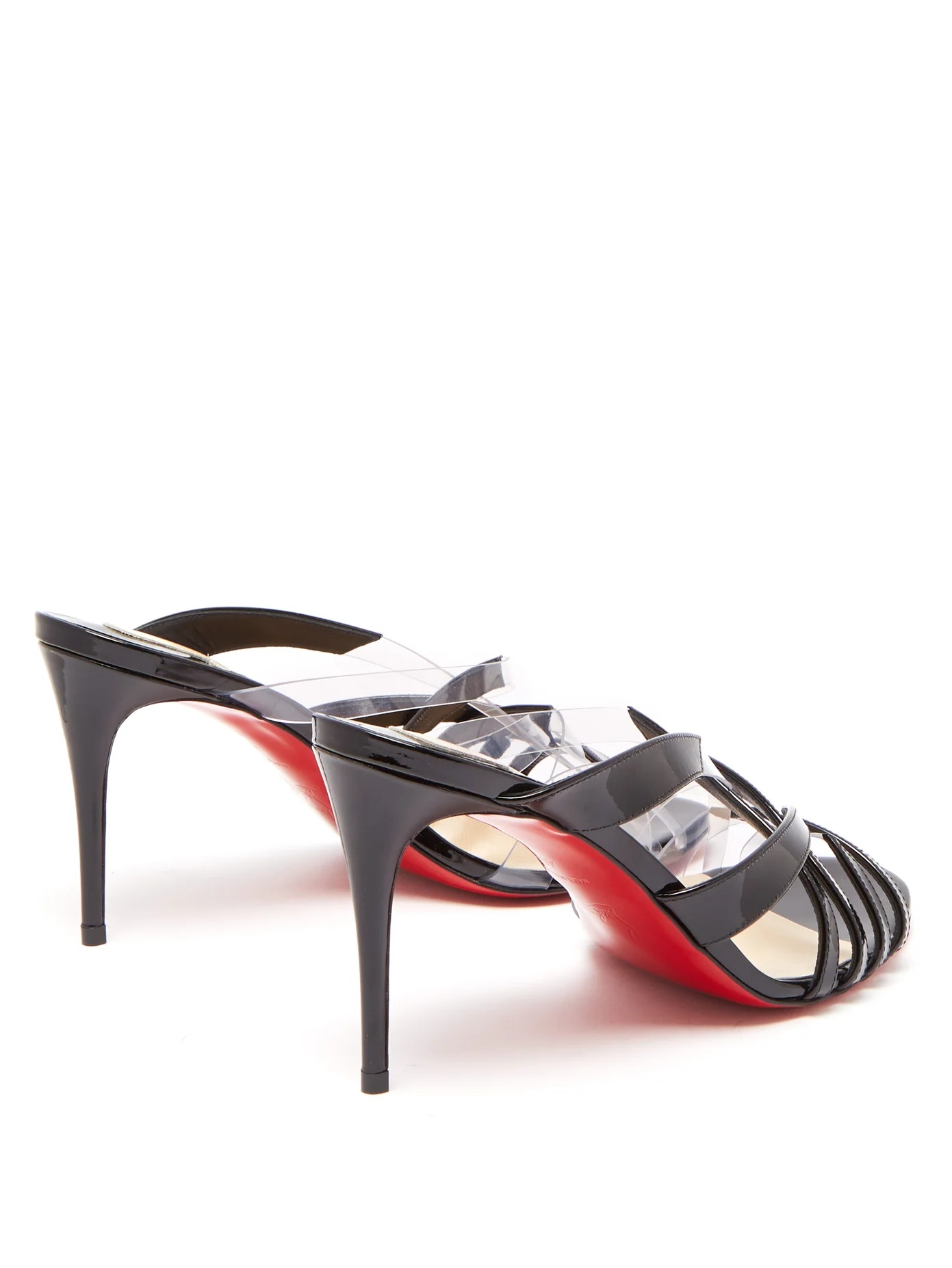 Decidela plexi-trim patent-leather mules - 4