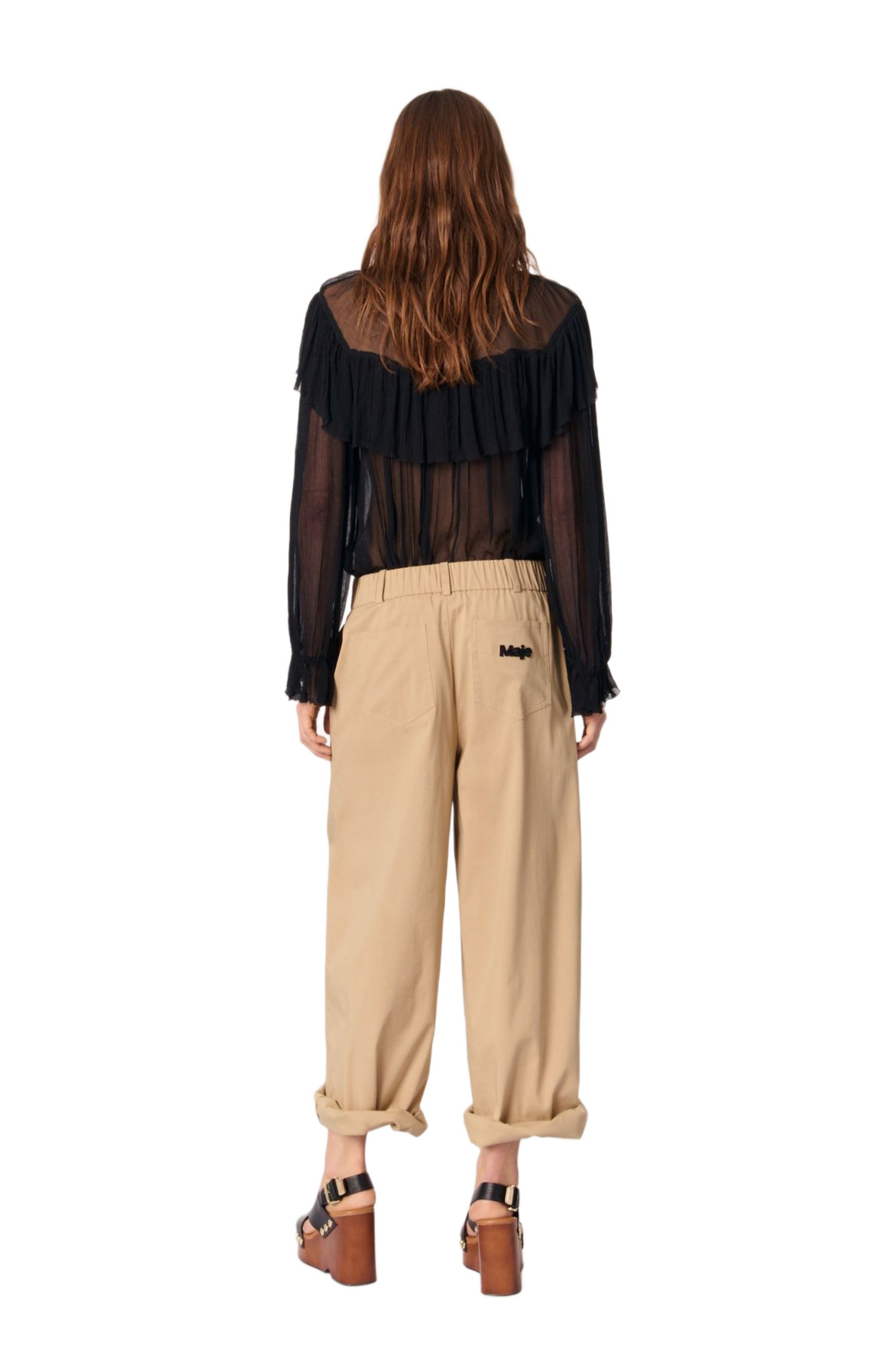 maje Ruffled chiffon top in Black at Nordstrom - 3