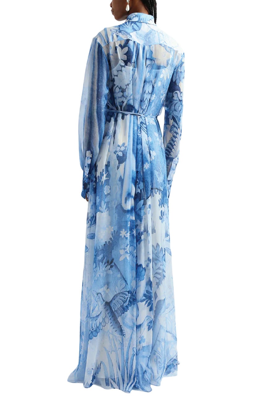 LONG SLEEVE PLEATED DETAIL GOWN - 3