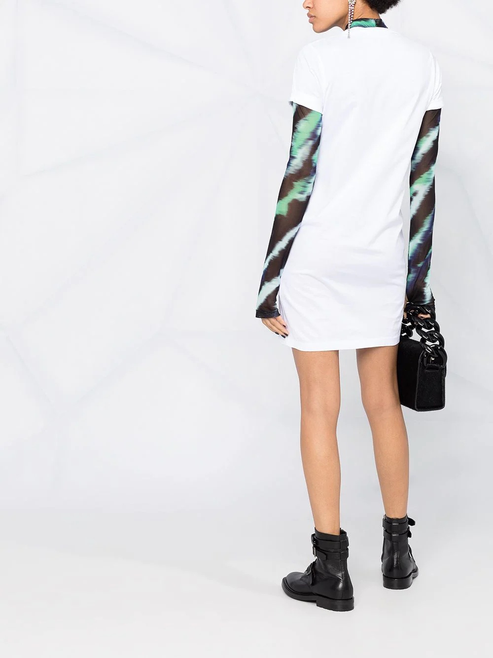 long-print T-shirt dress - 4