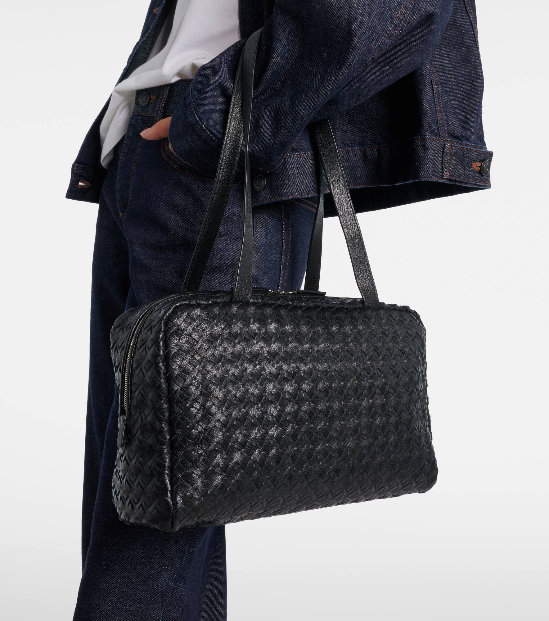 Astra woven leather shoulder bag - 2