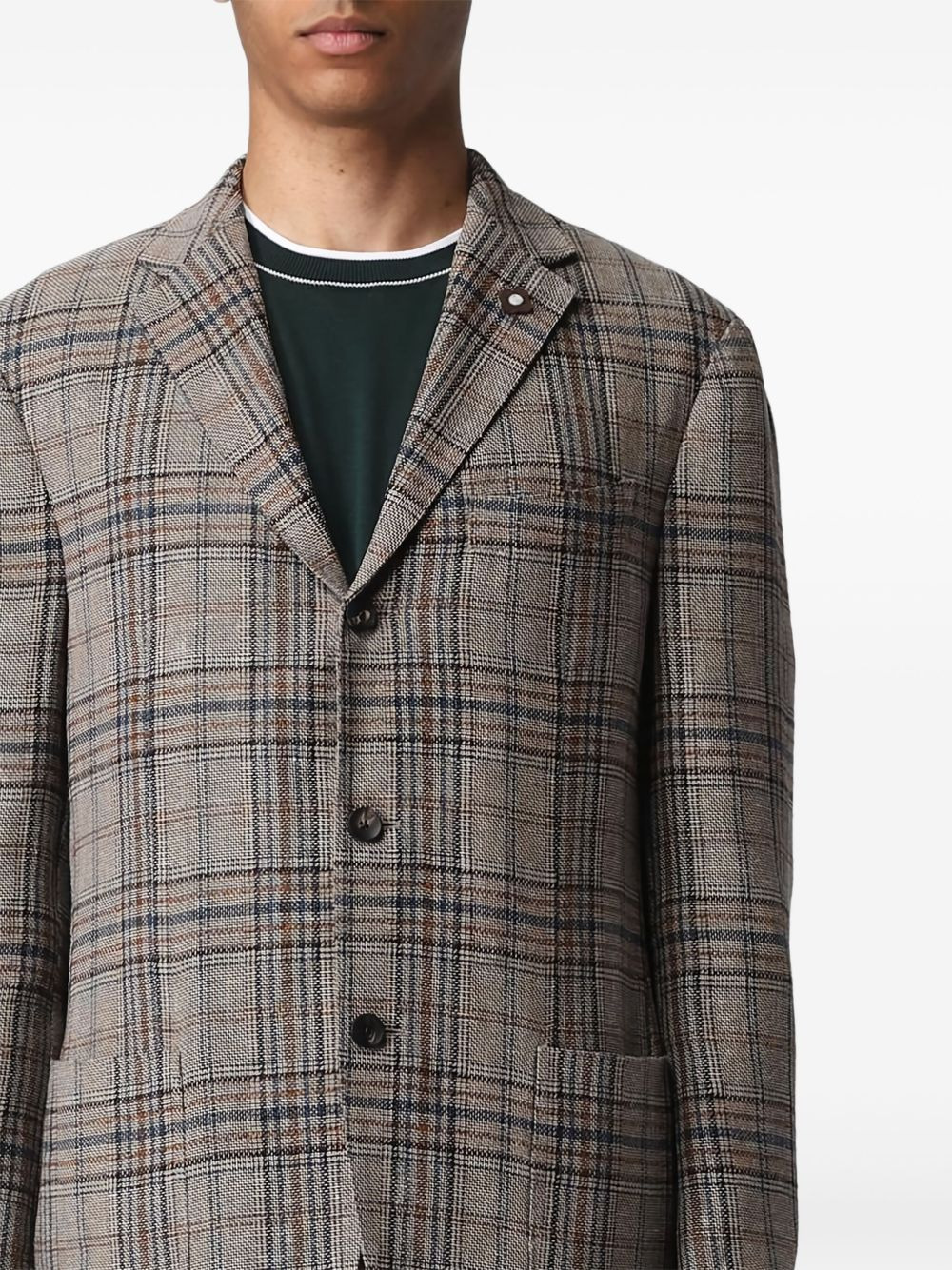 checked single-breasted blazer - 2