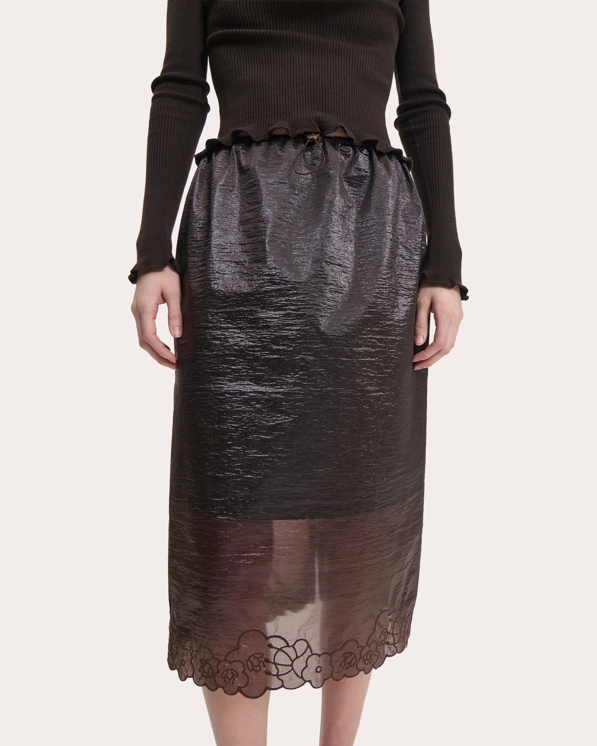 Bria Embroidered Floral Liquid Myrtia Pencil Skirt - 3