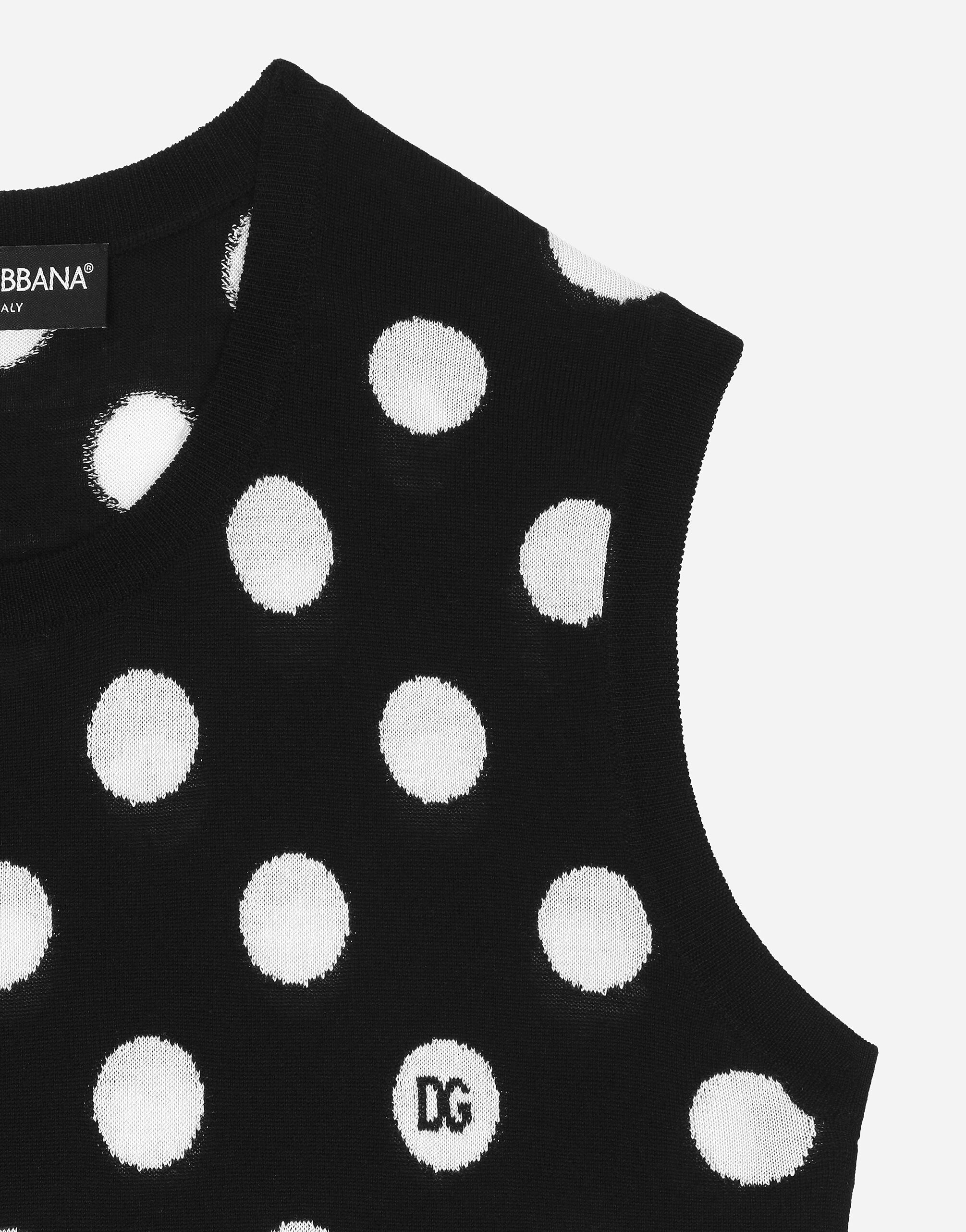 Silk and wool tank top with polka-dot inlay - 2