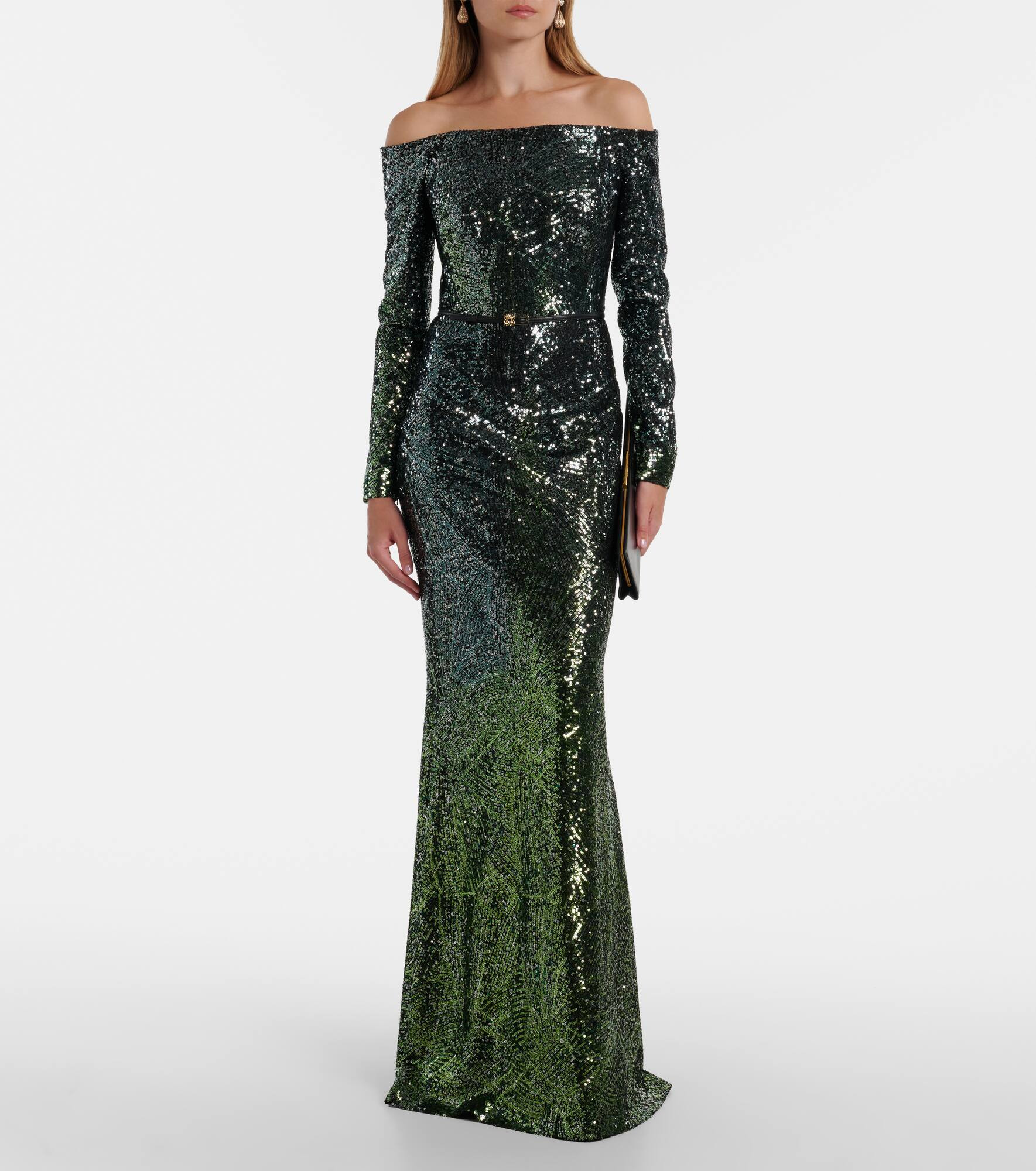 Ombré sequined silk-blend gown - 2