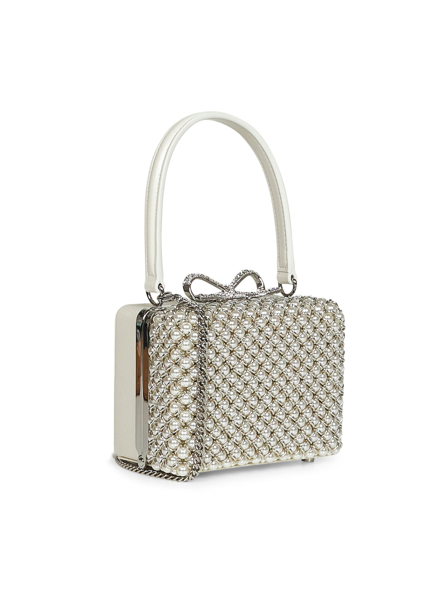 Cream Pearl Embellished micro handbag - 2