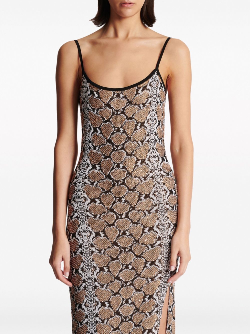 snakeskin-jacquard sequin-embellished dress - 5