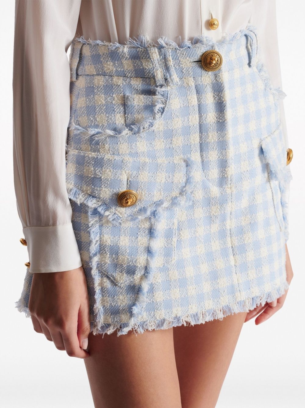 gingham-pattern A-line miniskirt - 6