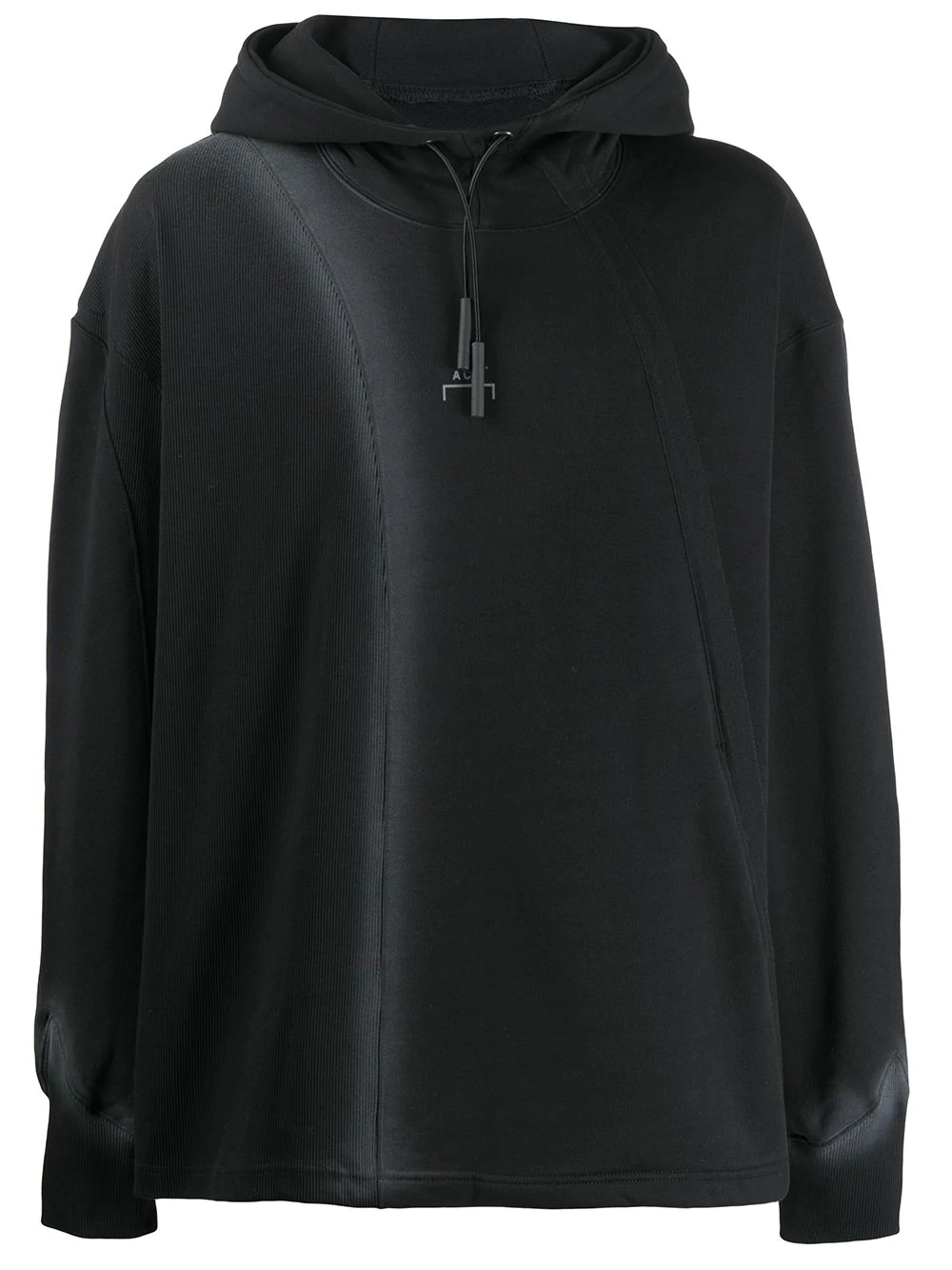 ribbed panel hoodie - 1