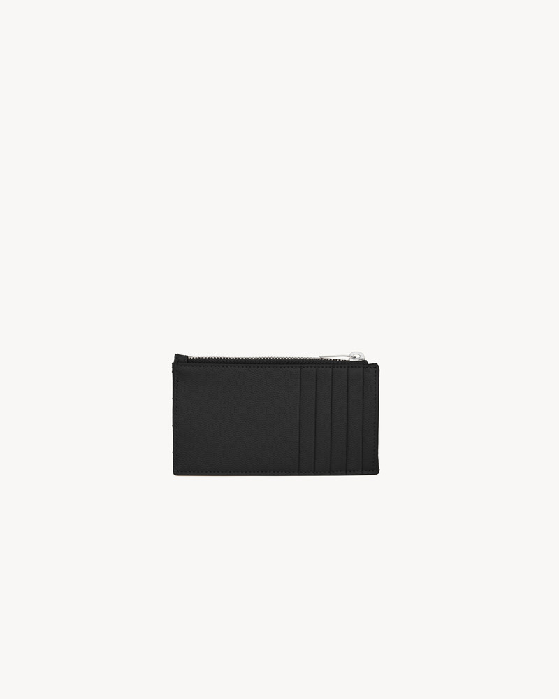 SAINT LAURENT CASSANDRE MATELASSÉ FRAGMENTS CARD CASE IN GRAIN DE POUDRE LEATHER outlook