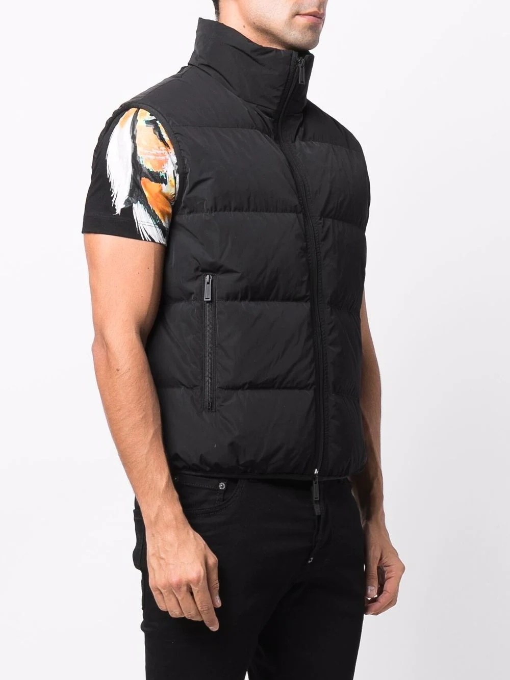 logo-print padded gilet - 3