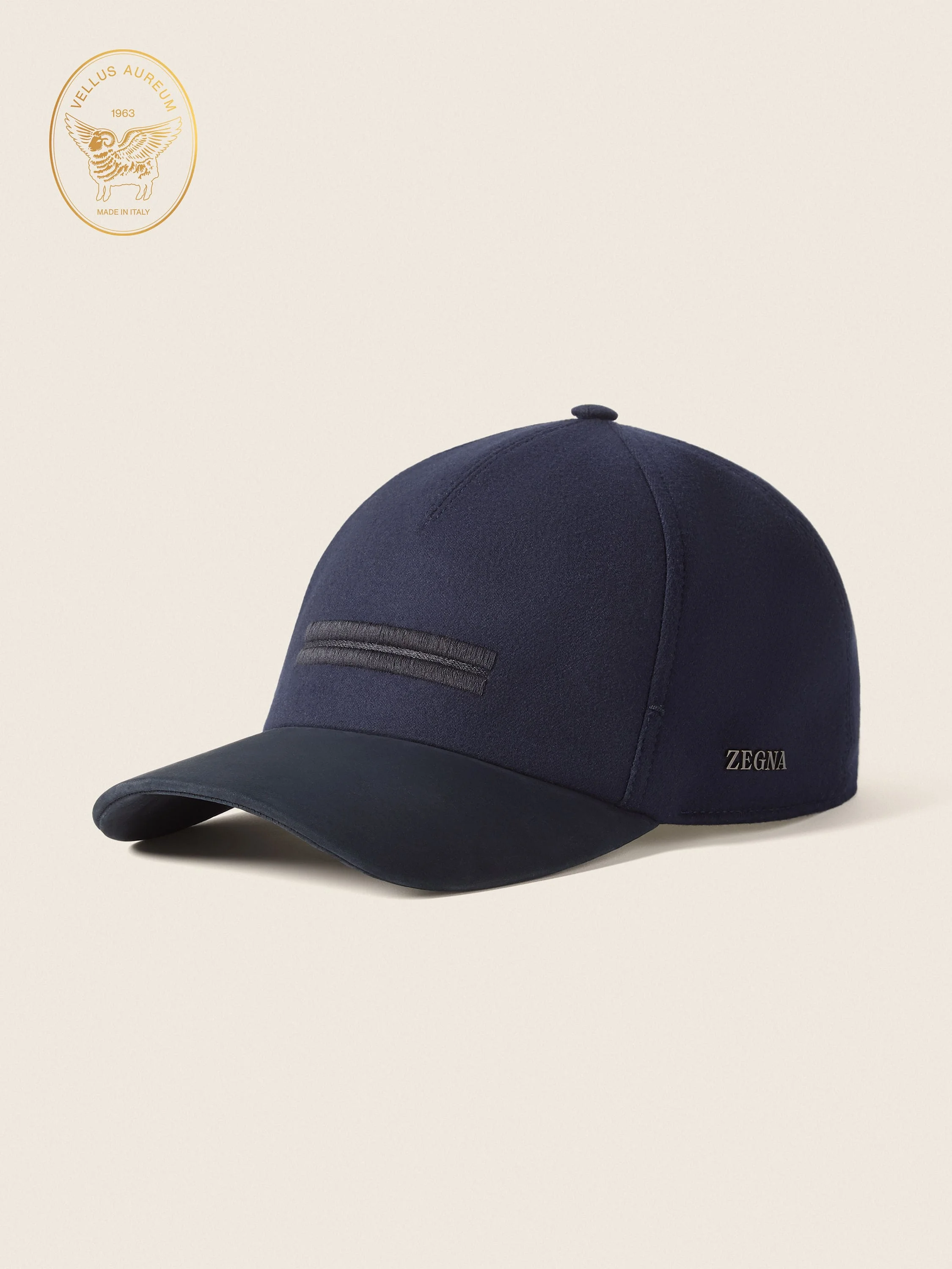 NAVY BLUE VELLUS AUREUM BASEBALL CAP - 1