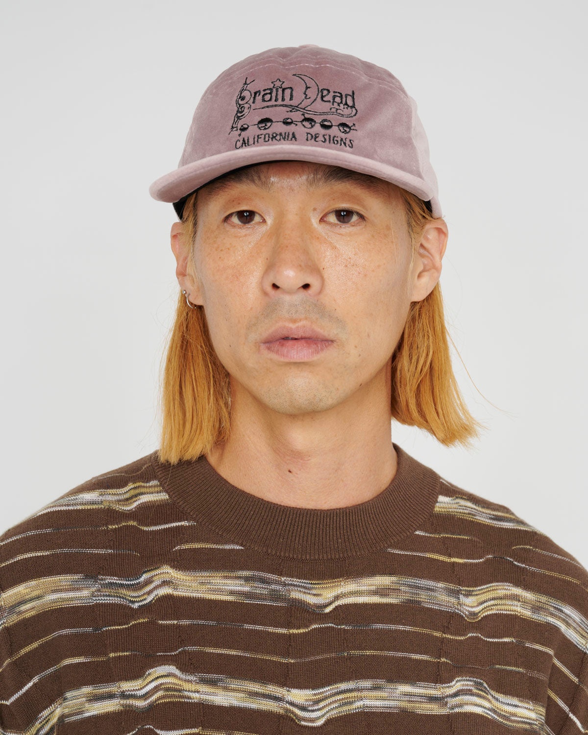 Velveteen Curved Front 6 Panel Hat - Pink - 4
