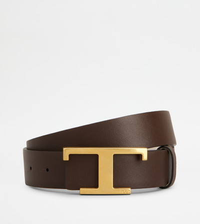 Tod's REVERSIBLE BELT IN LEATHER - BROWN, GREY outlook