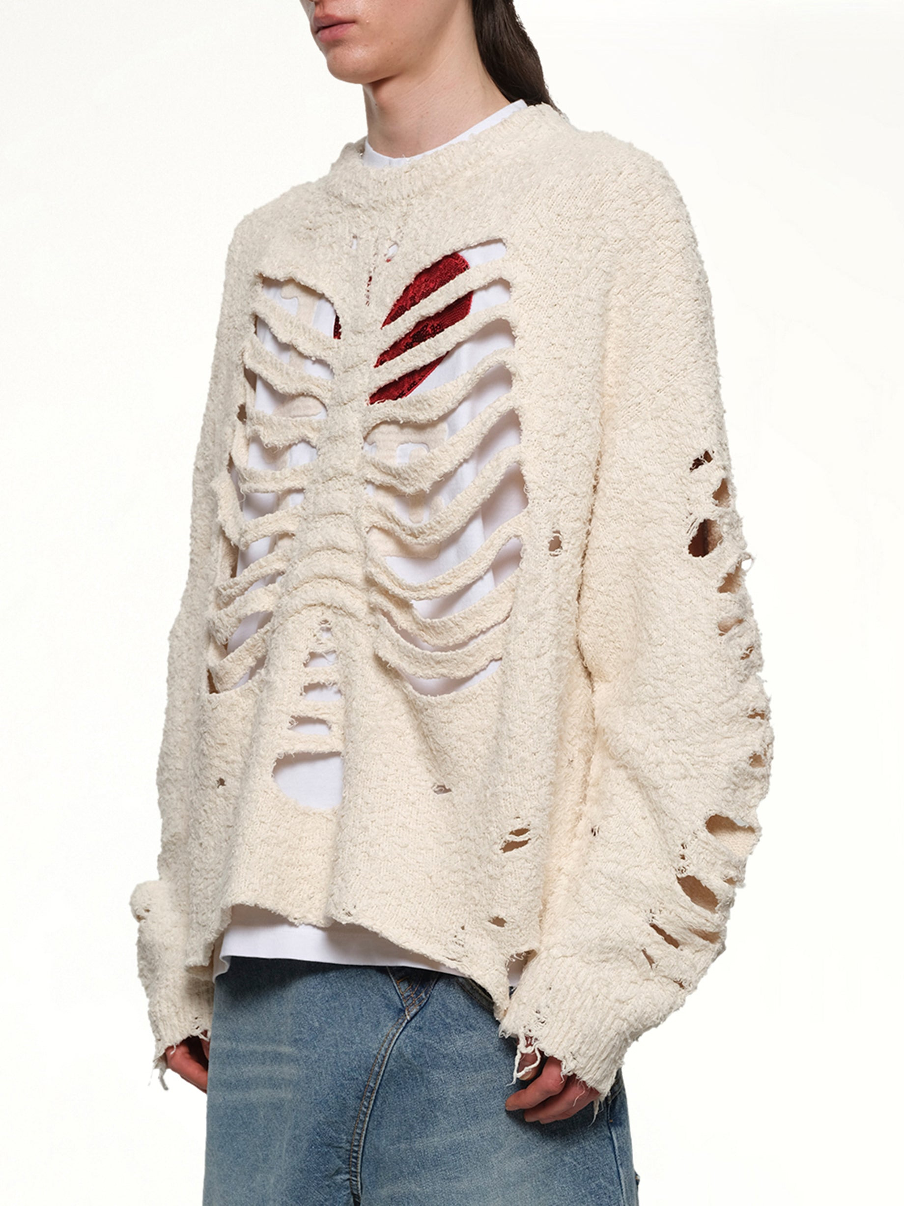 Ribcage Knit Pullover in Ivory - 3
