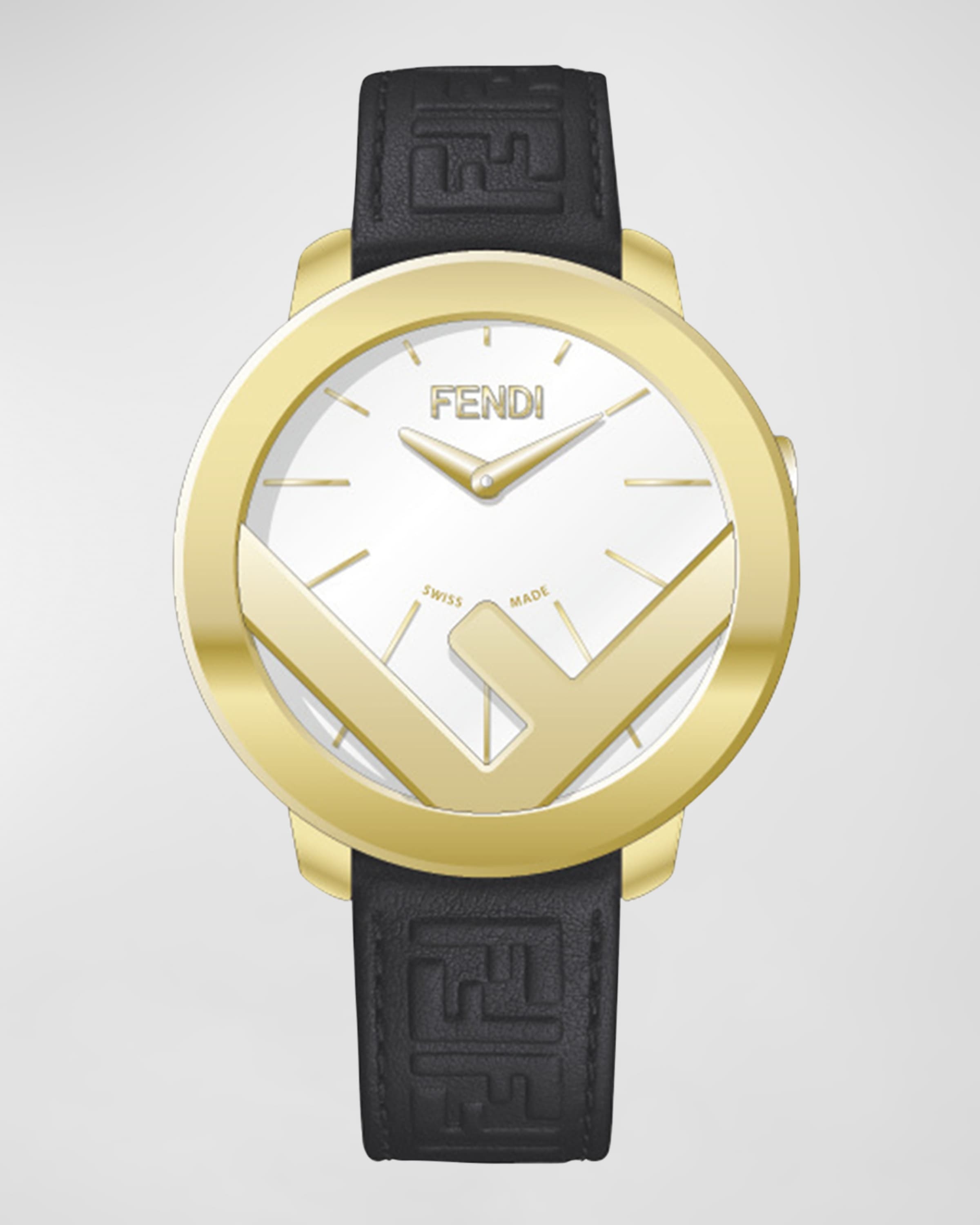 F is Fendi FF Leather Bracelet Watch, 28mm - 1