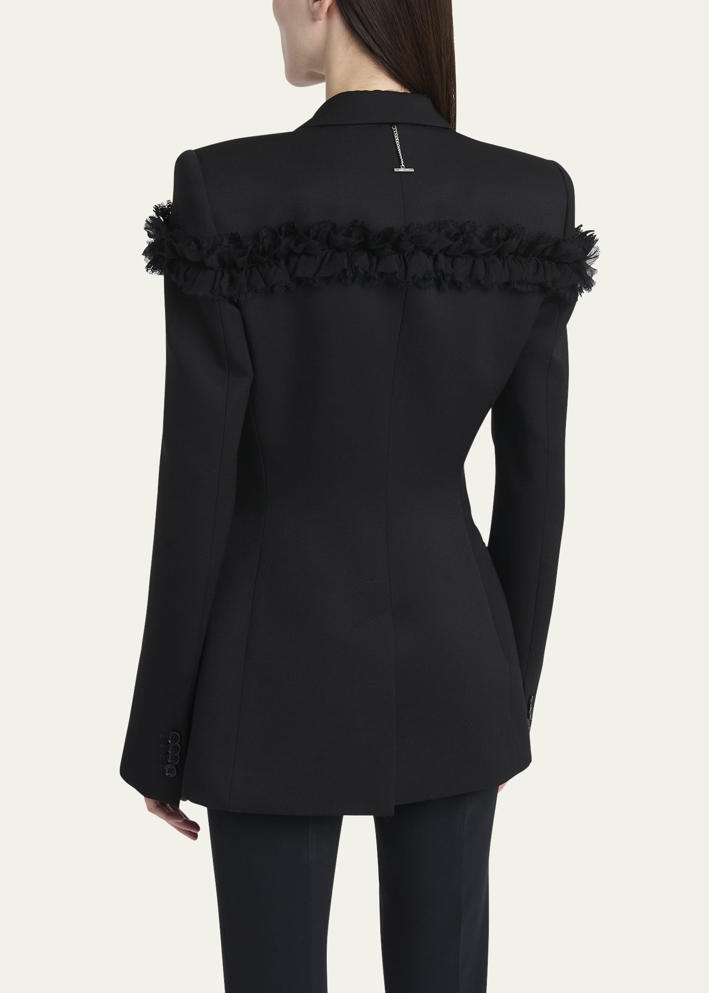 Ruffle Single-Breasted Wrap Blazer Jacket - 3