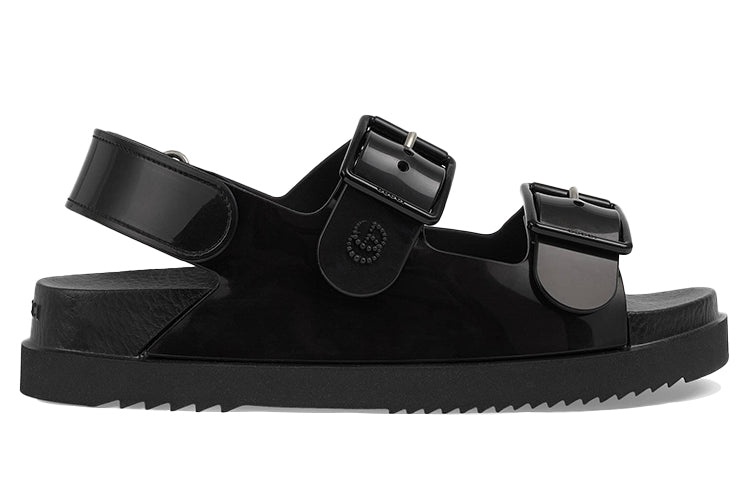 (WMNS) Gucci Mini Double G Sandal 'Black Rubber' 660243-J8700-1000 - 2