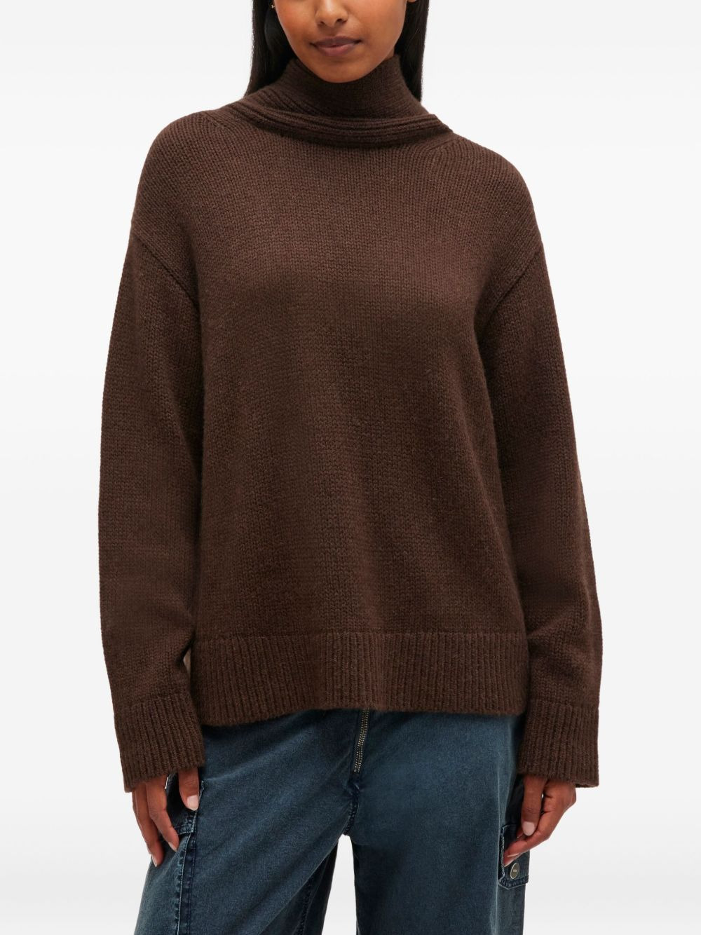 high-neck open-back pullover - 3