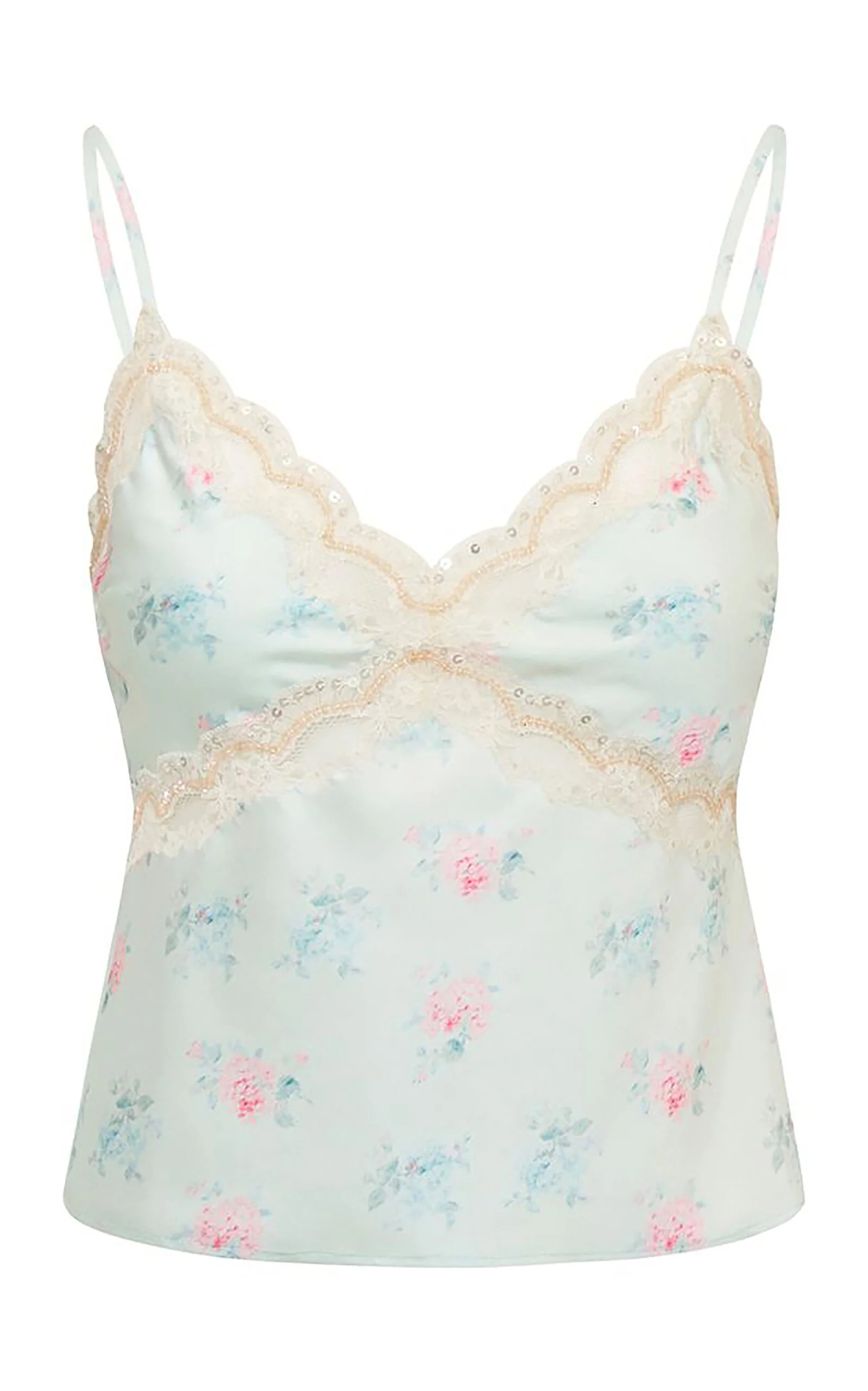 Lamora Floral Satin Top green - 1