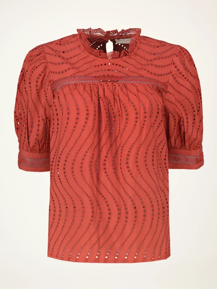 Virginia Lace Collar Short Sleeve Top - 1