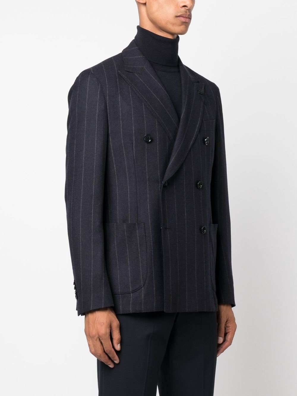 pinstriped double-breasted blazer - 3