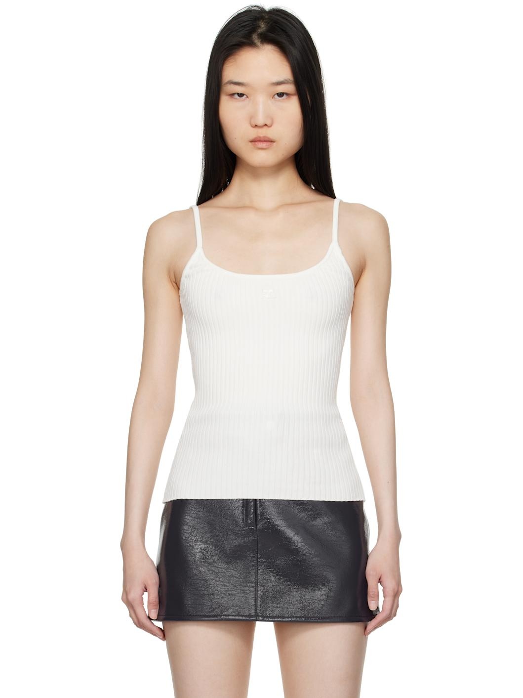 White Reedition Knit Tank Top - 1
