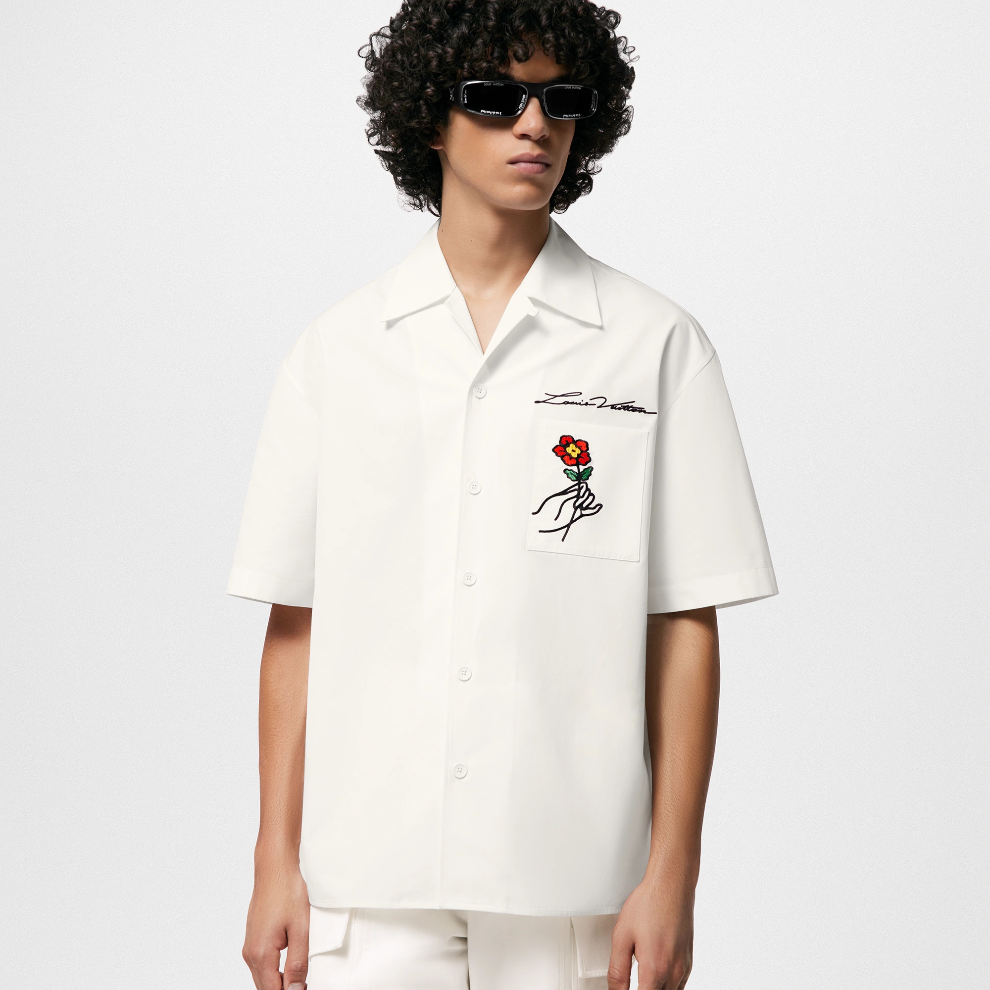 Open Collar Short-Sleeved Cotton Shirt - 2