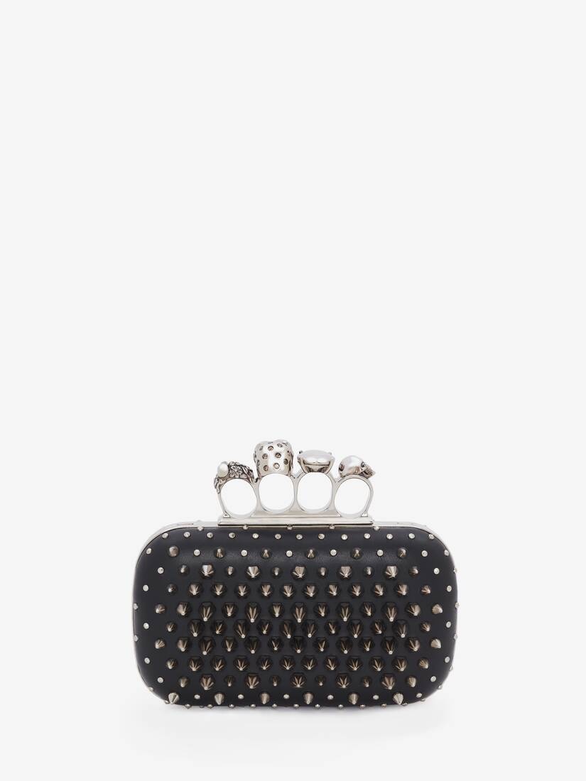 Women's Skull Four Ring Clutch in Black - 3