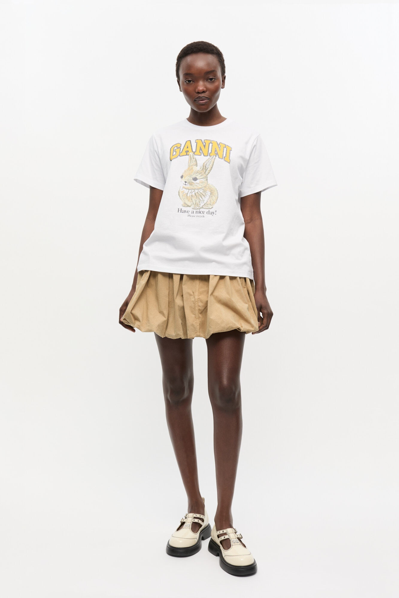 WHITE RELAXED JERSEY BUNNY T-SHIRT - 3