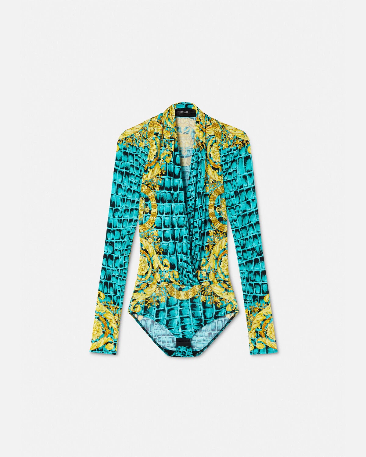 VERSACE Baroccodile Draped Bodysuit | REVERSIBLE