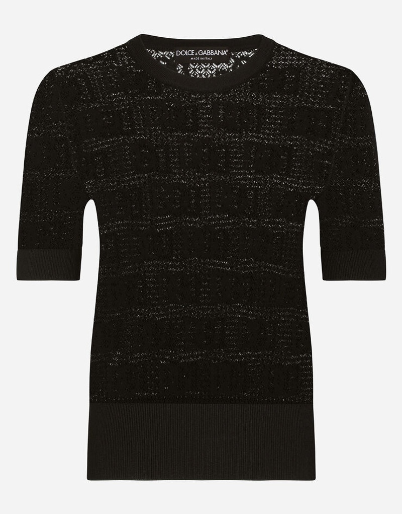 Viscose sweater with all-over DG logo 1