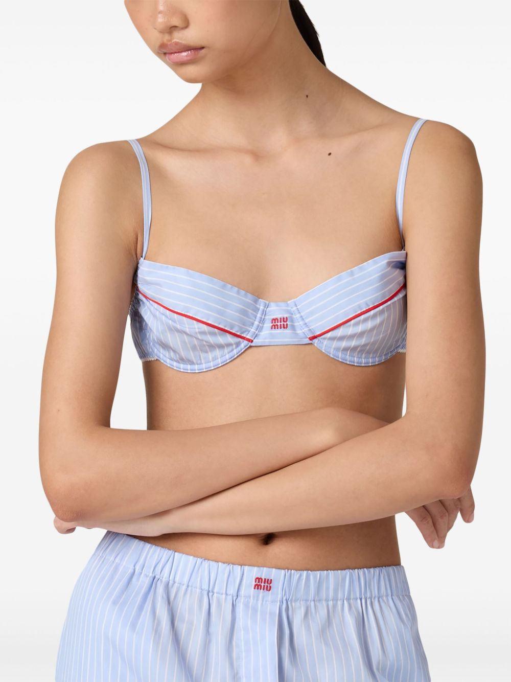 stripe-print bra - 3
