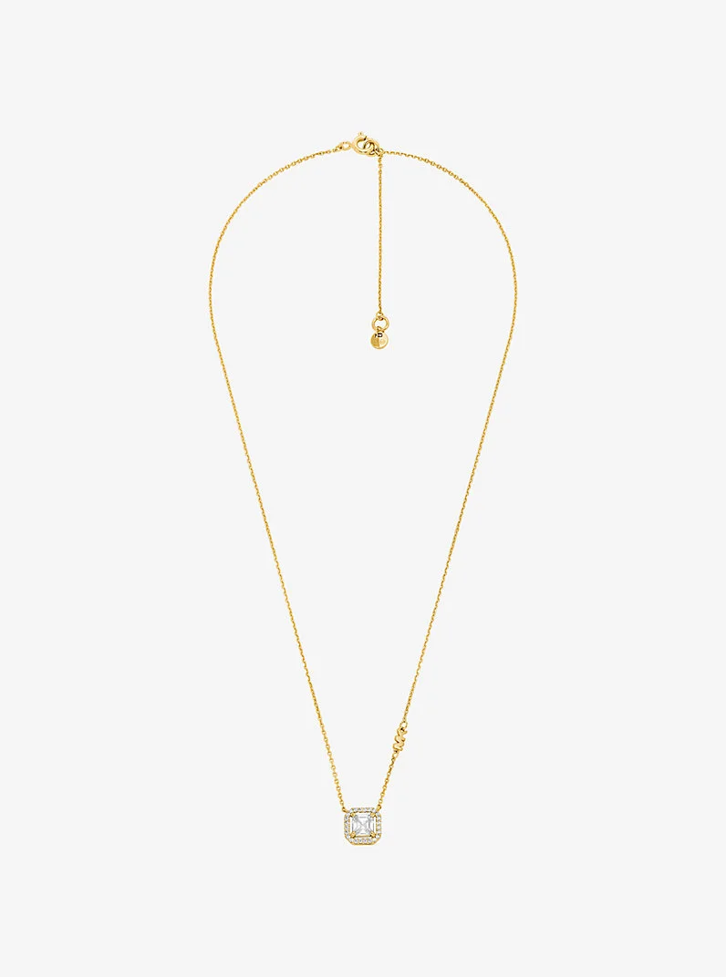 Precious Metal-Plated Sterling Silver Pavé Necklace - 1