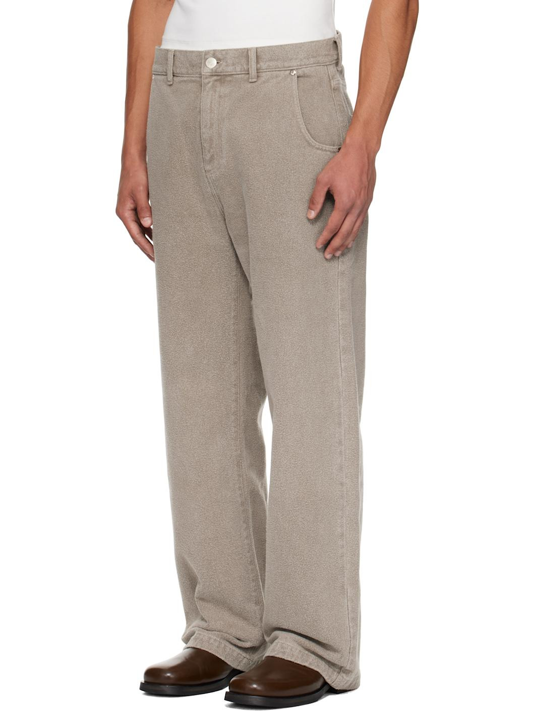 Taupe Straight Cut Jeans - 4