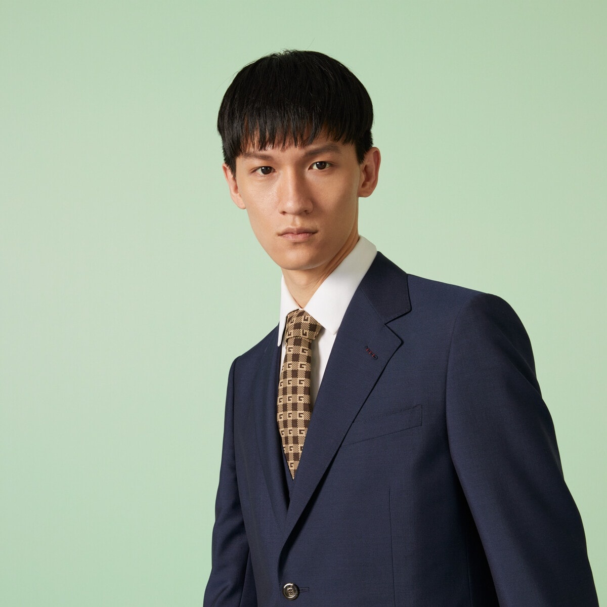 Square G check tie - 3
