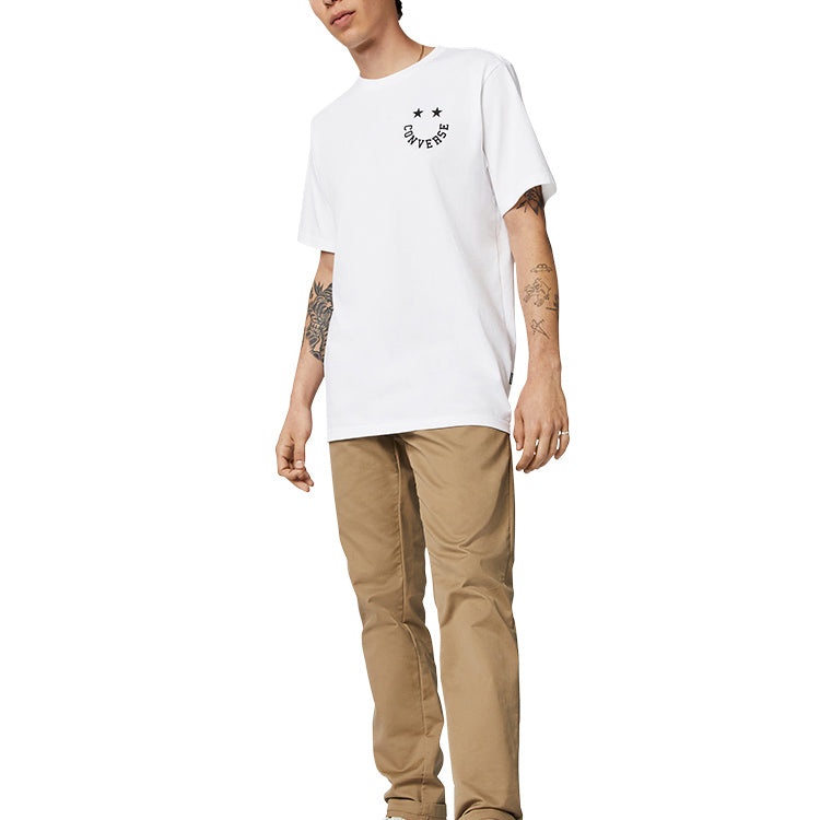 Men's Converse Smiling Face Pattern Sports Short Sleeve White 10018859-102 - 5