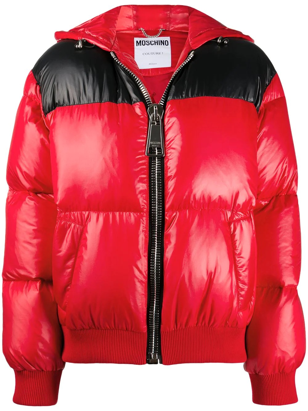 zipped logo-print puffer jacket - 1