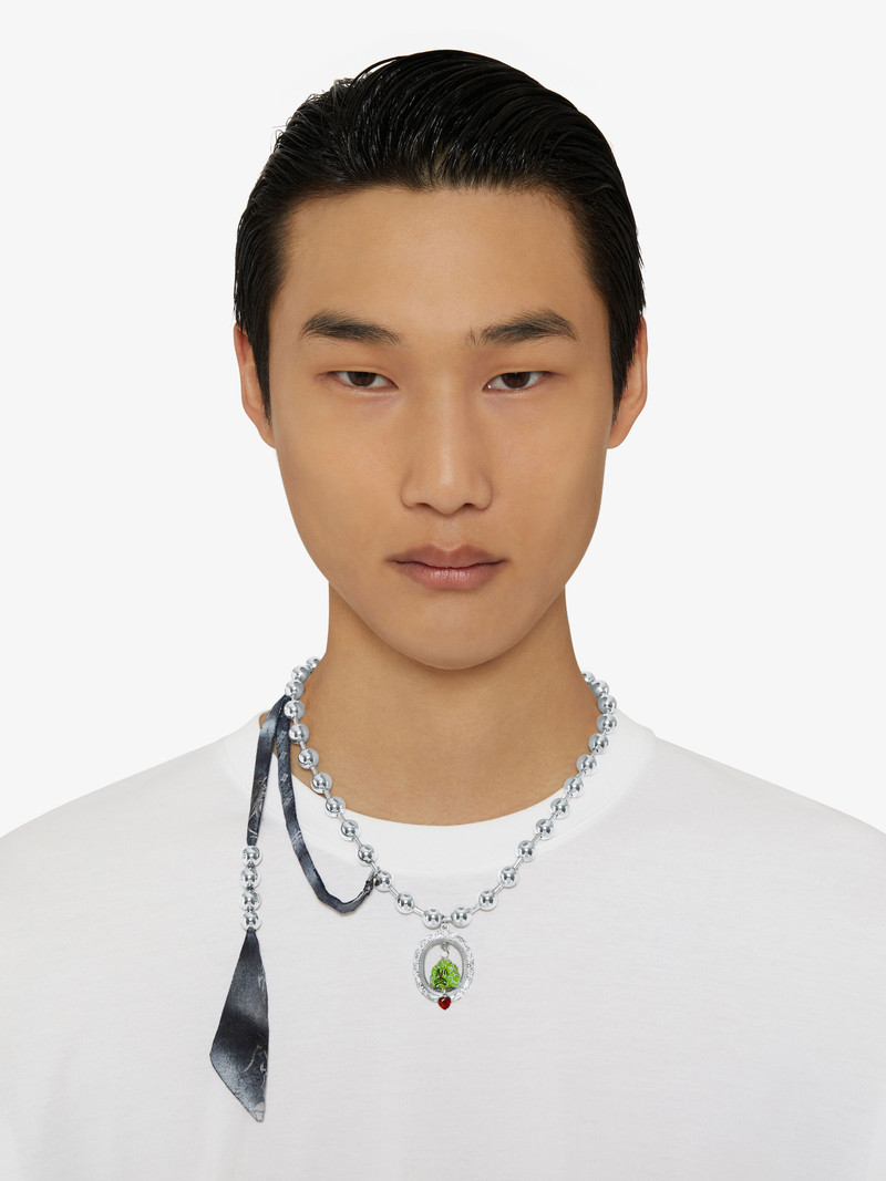 CLOWN NECKLACE IN METAL AND COTTON 3