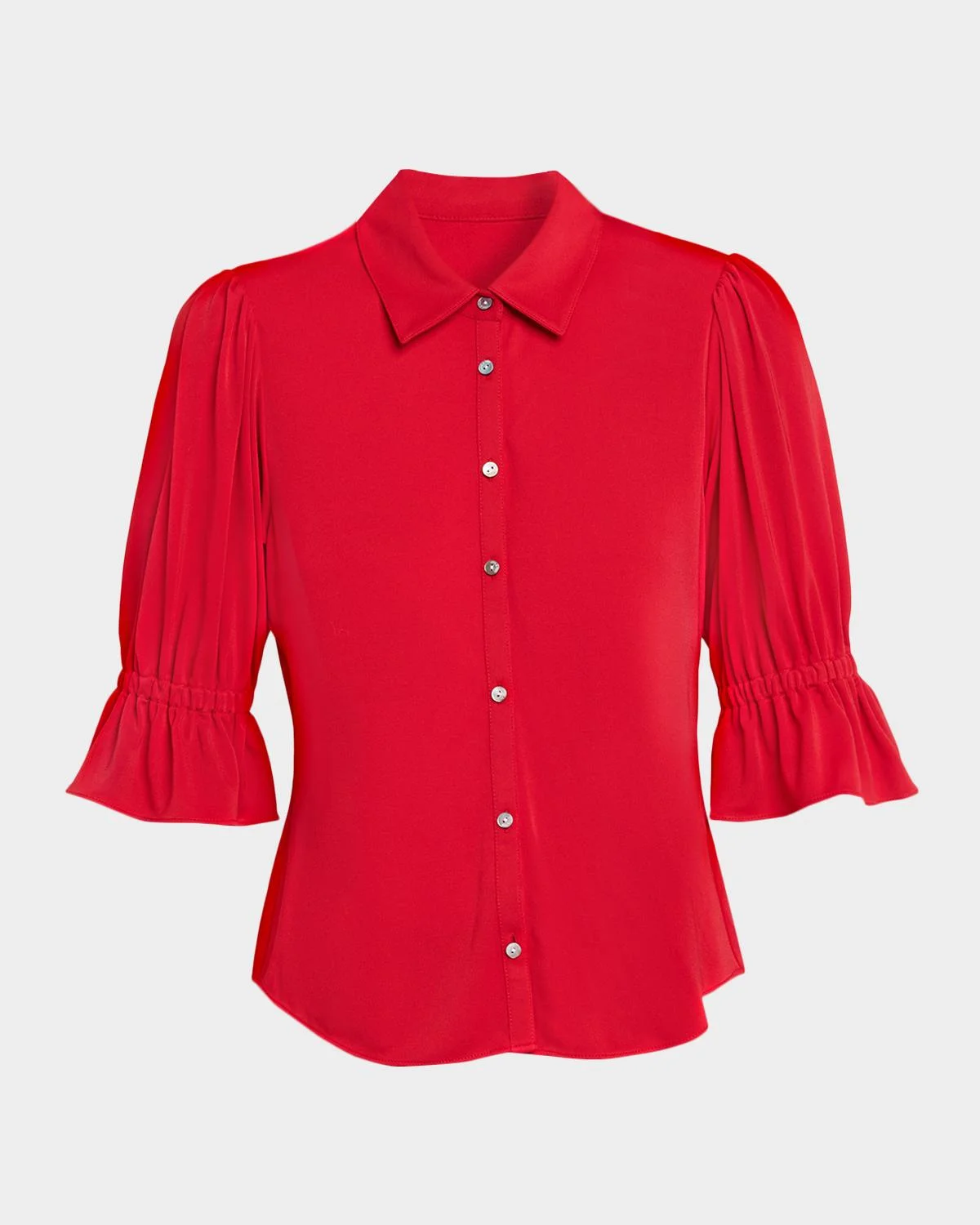 Ruffled-Cuff Matte Jersey Shirt - 1