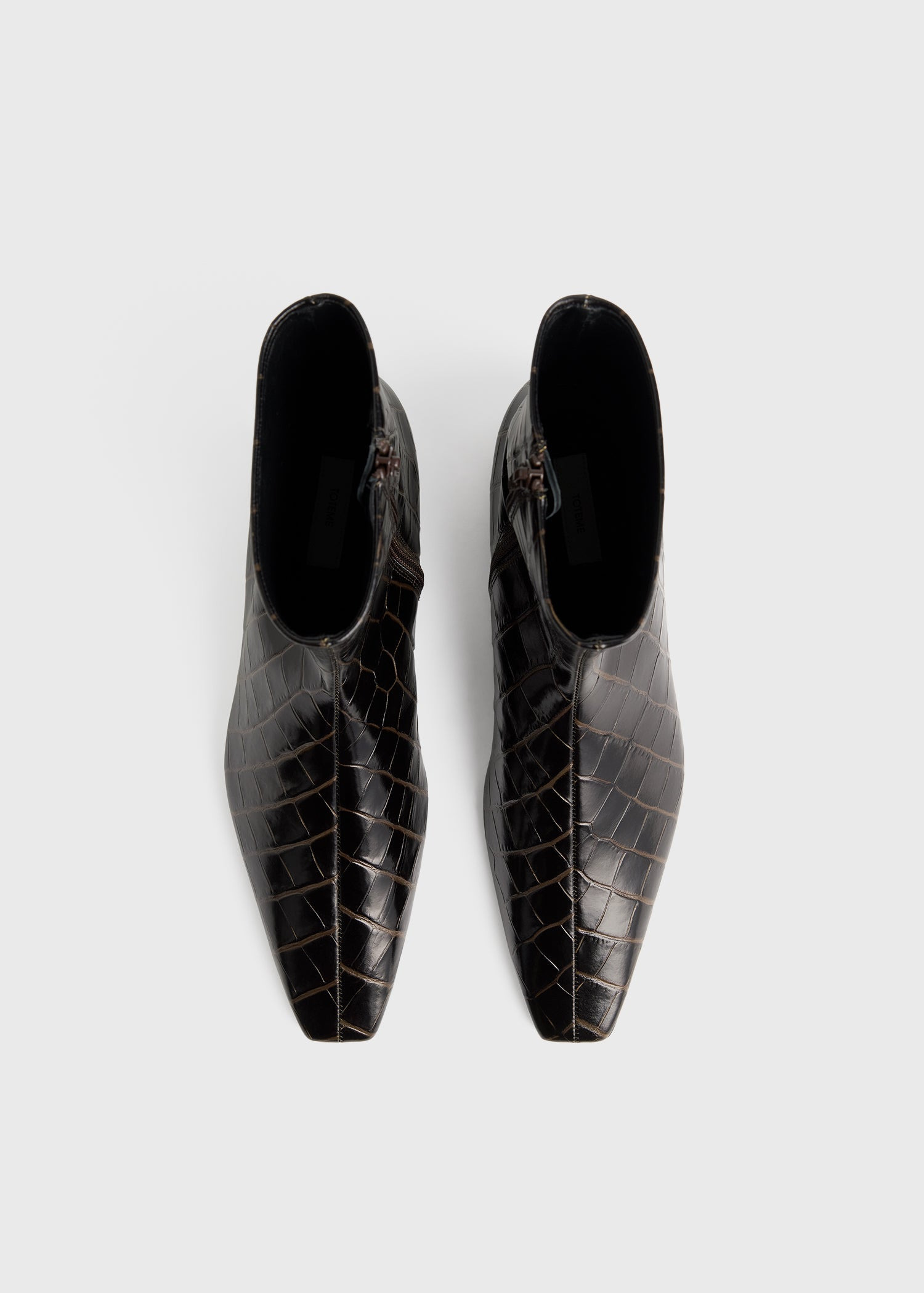 Zipped croco-embossed chelsea boots dark brown - 4