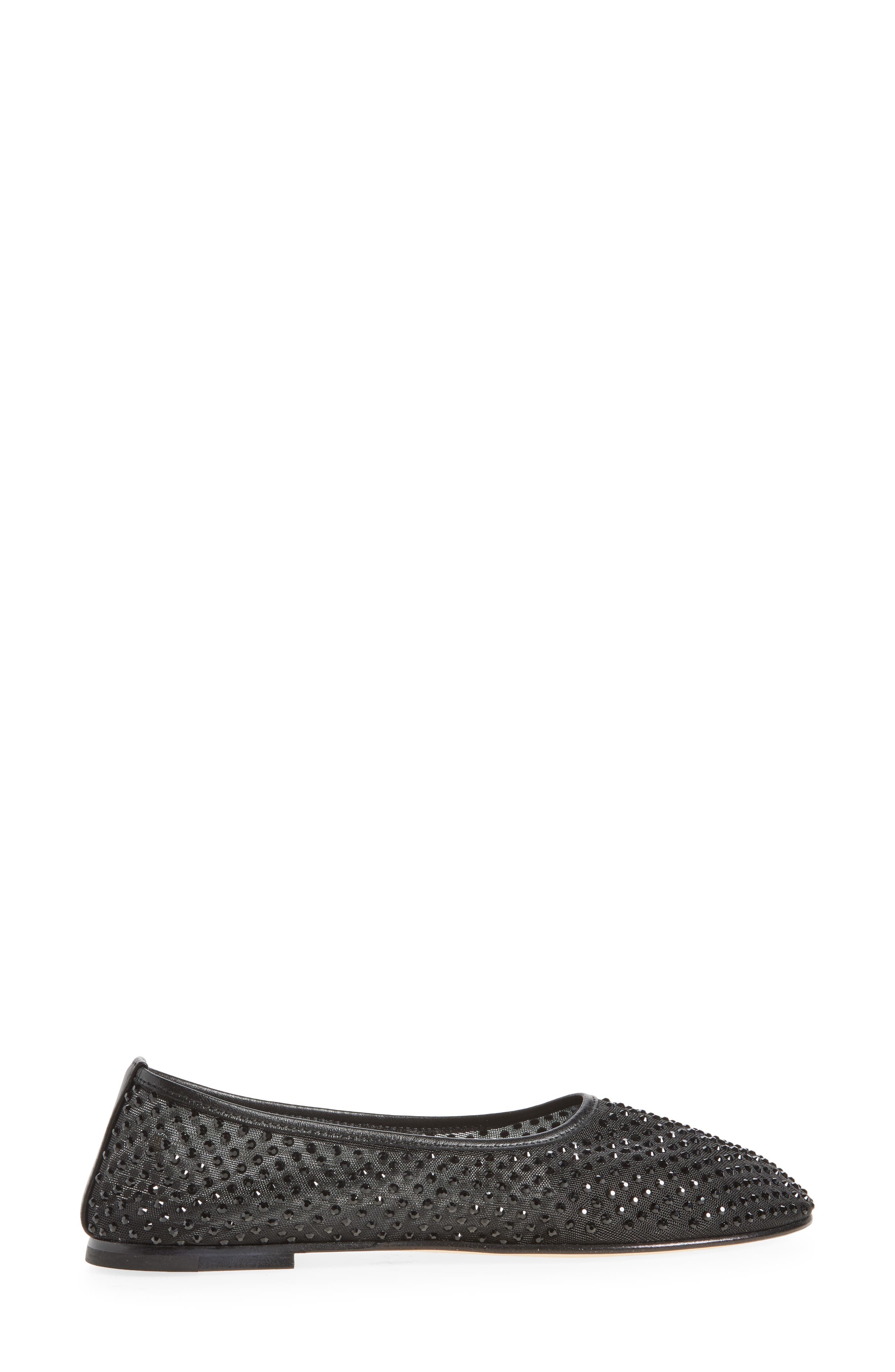 Dear Frances Ball Crystal Embellished Mesh Flat in Black at Nordstrom - 4